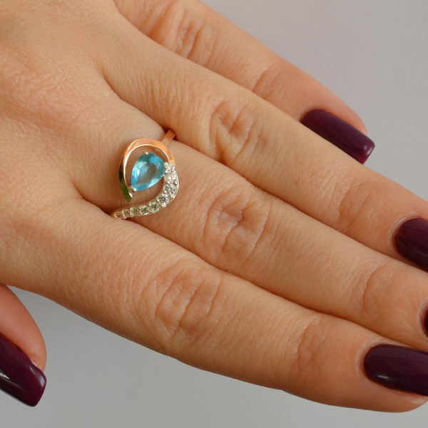 Серебряное кольцо с золотыми вставками