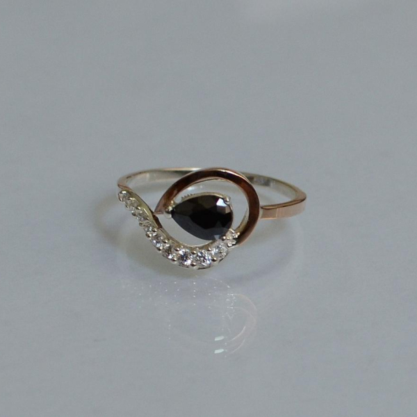 Серебряное кольцо с золотыми вставками