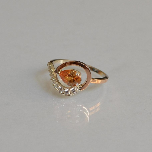 Серебряное кольцо с золотыми вставками