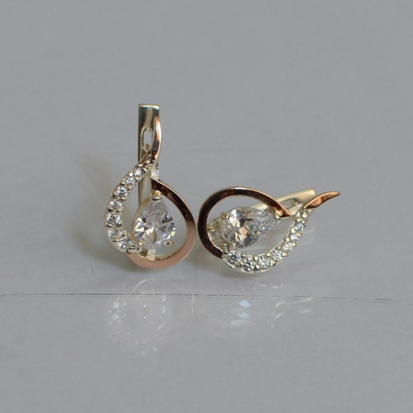 Срібні сережки з золотими вставками