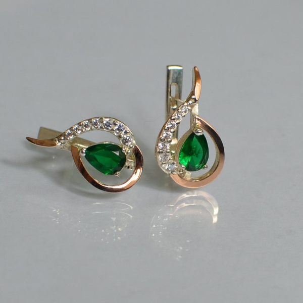 Срібні сережки з золотими вставками