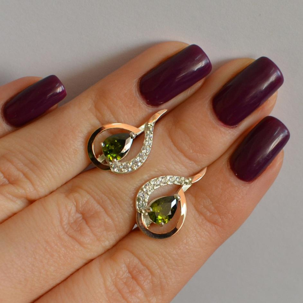 Срібні сережки з золотими вставками