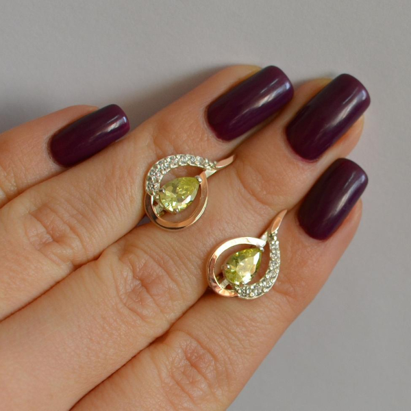 Срібні сережки з золотими вставками