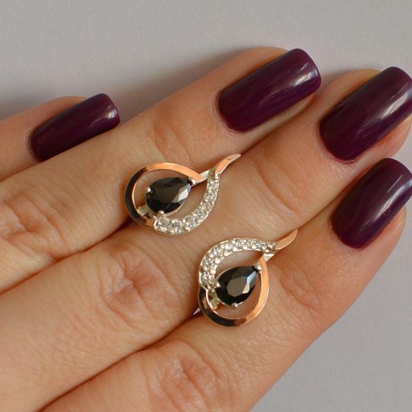 Срібні сережки з золотими вставками