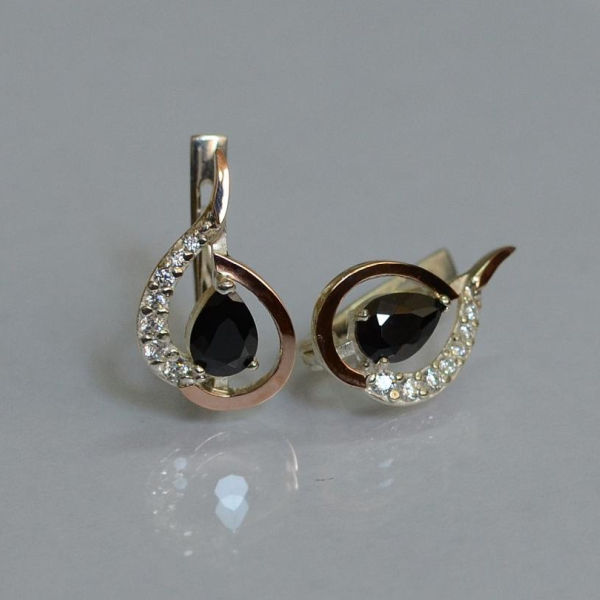 Срібні сережки з золотими вставками