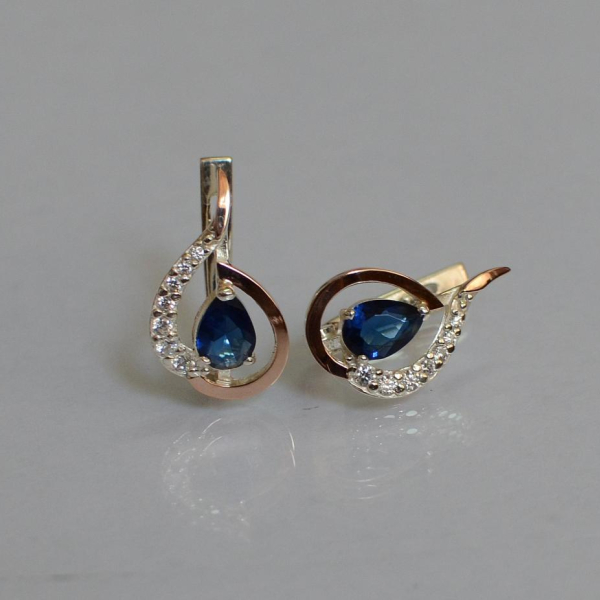 Срібні сережки з золотими вставками