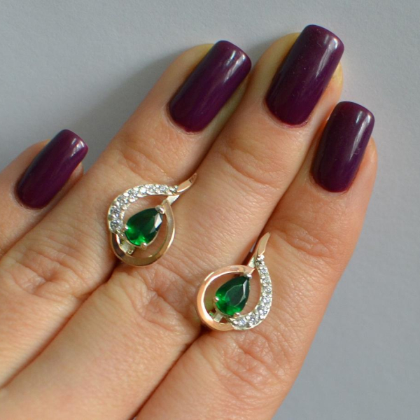 Срібні сережки з золотими вставками