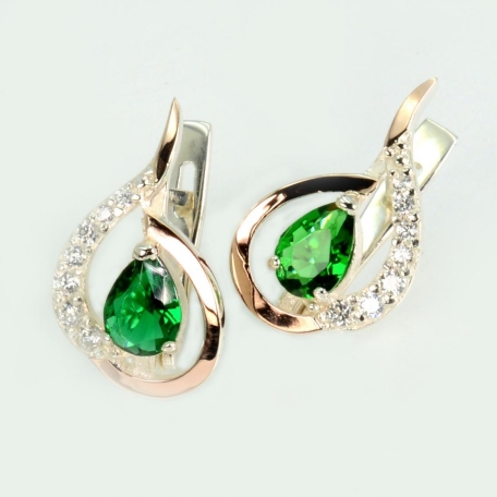 Срібні сережки з золотими вставками