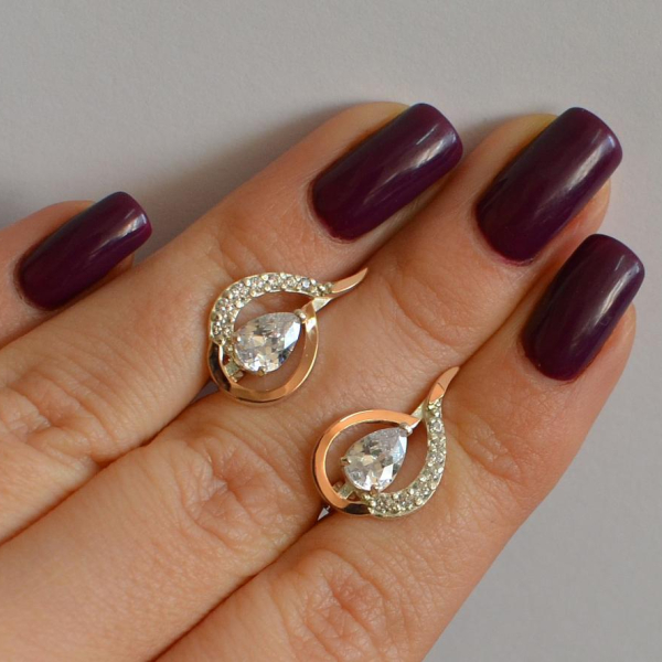 Срібні сережки з золотими вставками