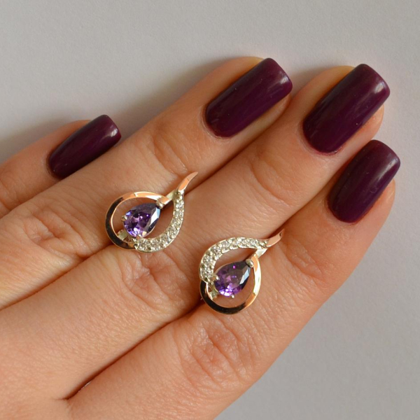 Срібні сережки з золотими вставками