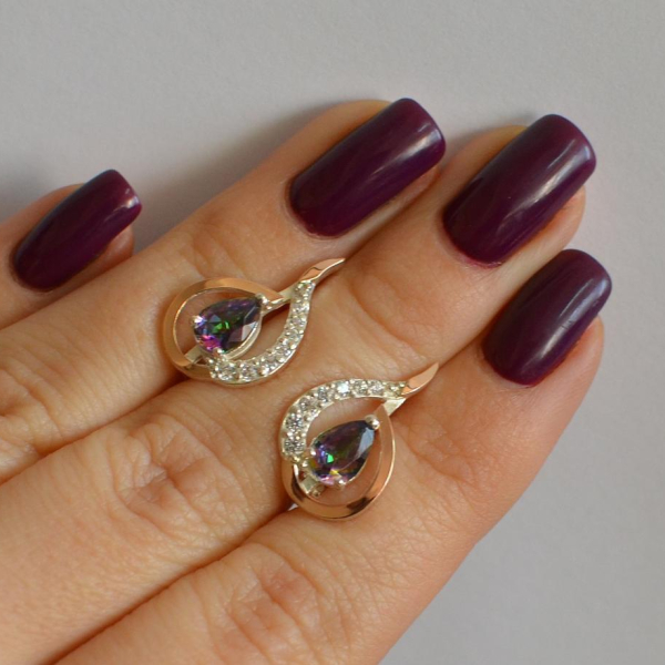 Срібні сережки з золотими вставками