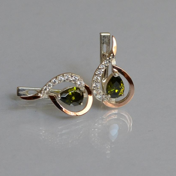 Срібні сережки з золотими вставками