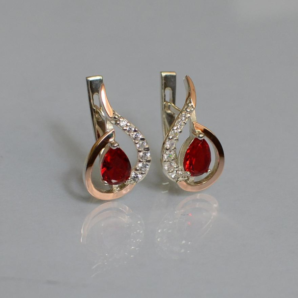 Срібні сережки з золотими вставками