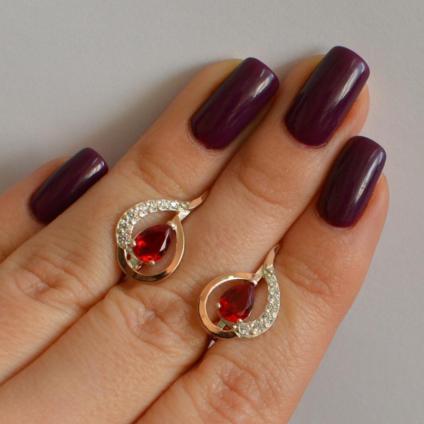 Срібні сережки з золотими вставками