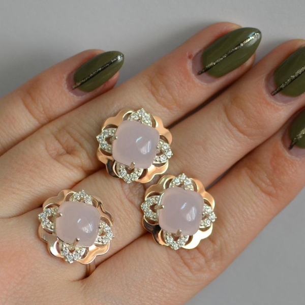 Срібний набір з золотими пластинами