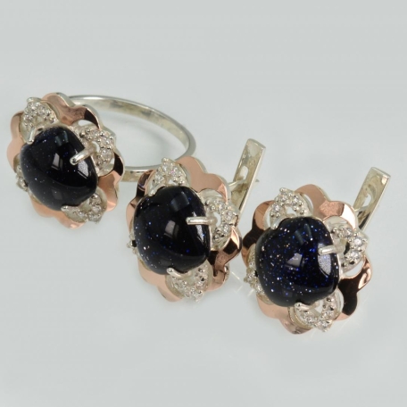 Срібний набір з золотими пластинами