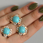 Срібний набір з золотими пластинами