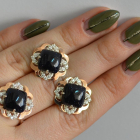 Срібний набір з золотими пластинами