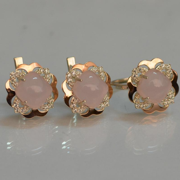 Срібний набір з золотими пластинами