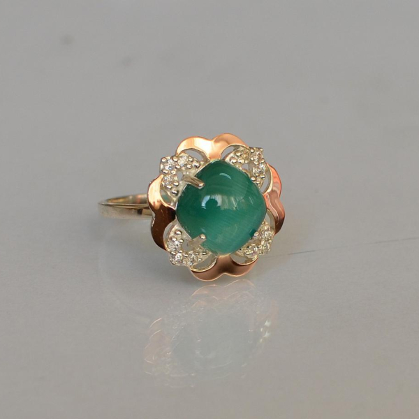 Срібна каблучка з золотими вставками