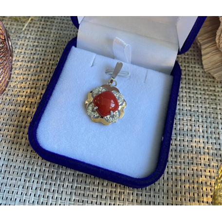 Серебряная подвеска с золотими вставками