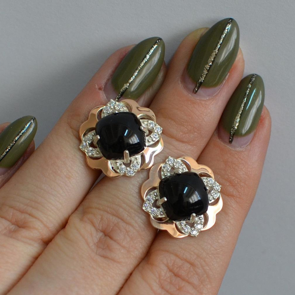 Срібні сережки з золотими вставками