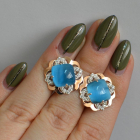 Срібні сережки з золотими вставками