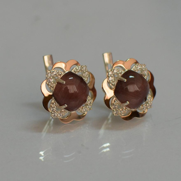 Срібні сережки з золотими вставками