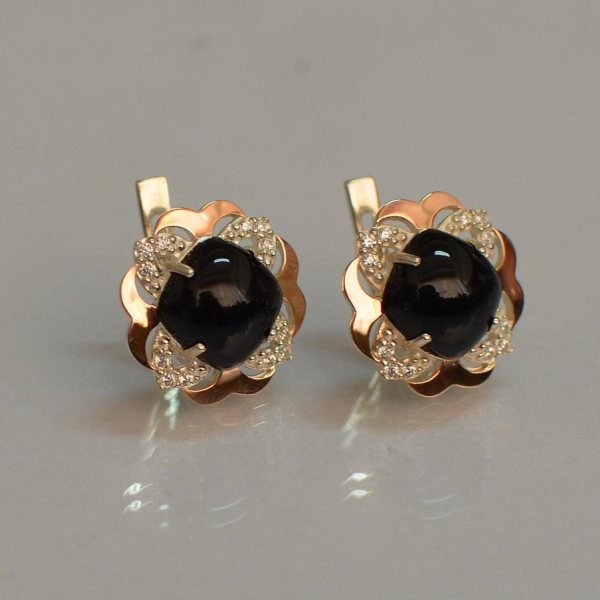 Срібні сережки з золотими вставками