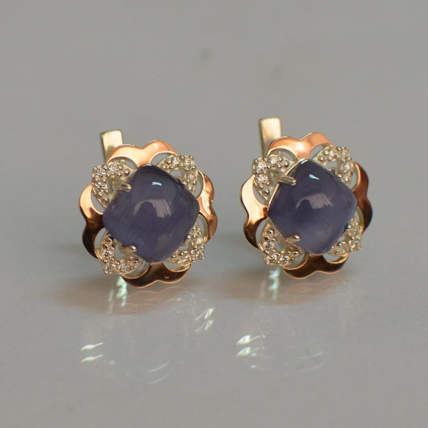 Срібні сережки з золотими вставками