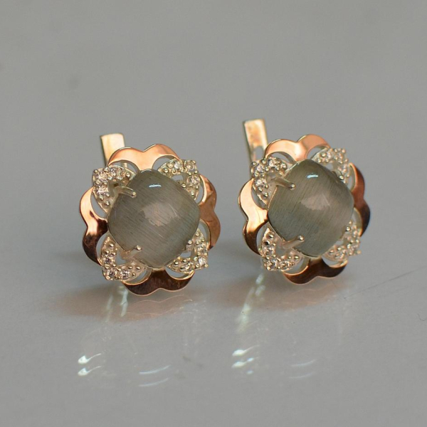 Срібні сережки з золотими вставками