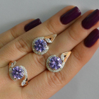 Срібний набір з золотими пластинами