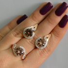 Срібний набір з золотими пластинами