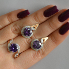 Срібний набір з золотими пластинами