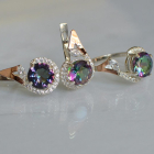 Срібний набір з золотими пластинами