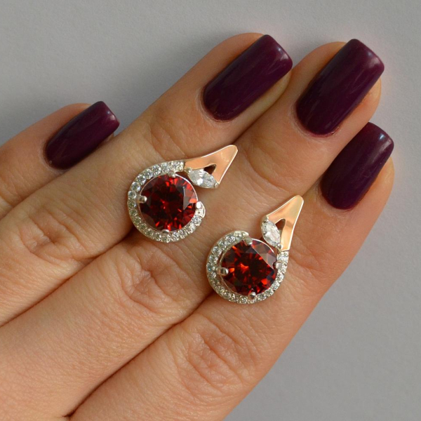 Срібні сережки з золотими вставками