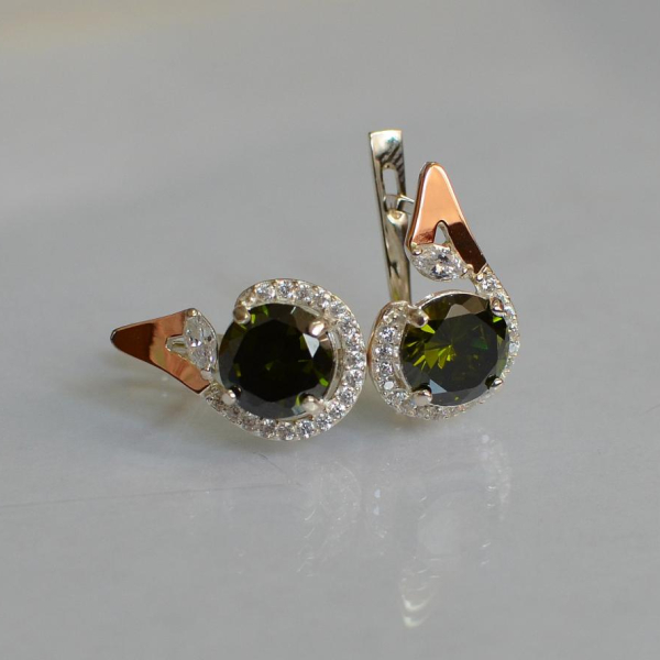 Срібні сережки з золотими вставками