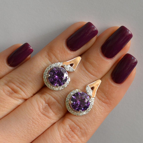 Срібні сережки з золотими вставками