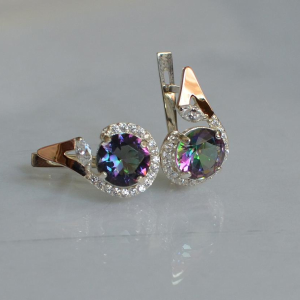 Срібні сережки з золотими вставками