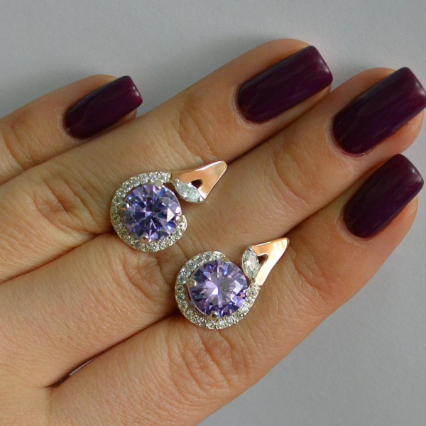 Срібні сережки з золотими вставками