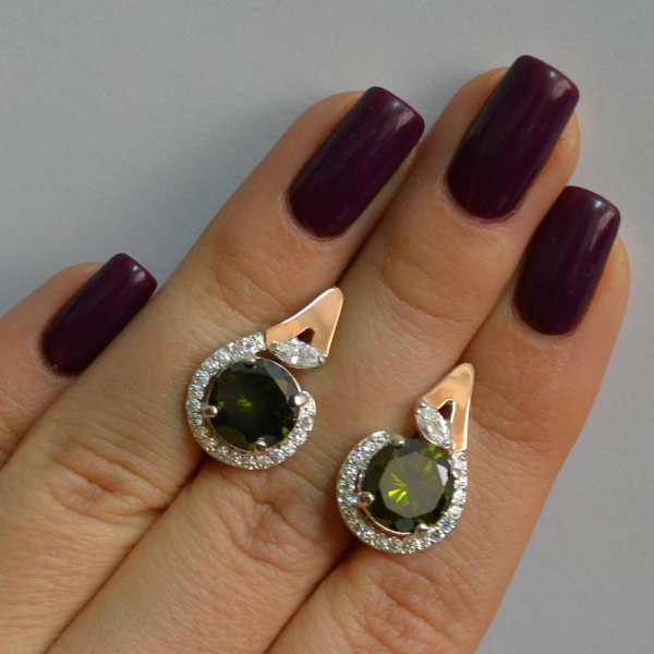 Срібні сережки з золотими вставками