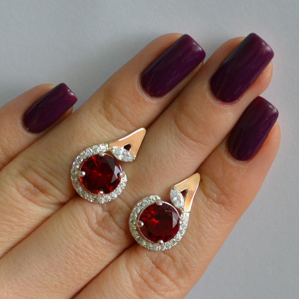 Срібні сережки з золотими вставками