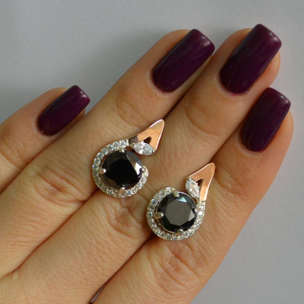 Срібні сережки з золотими вставками