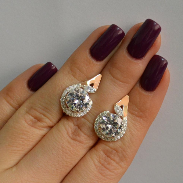 Срібні сережки з золотими вставками