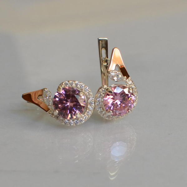 Срібні сережки з золотими вставками