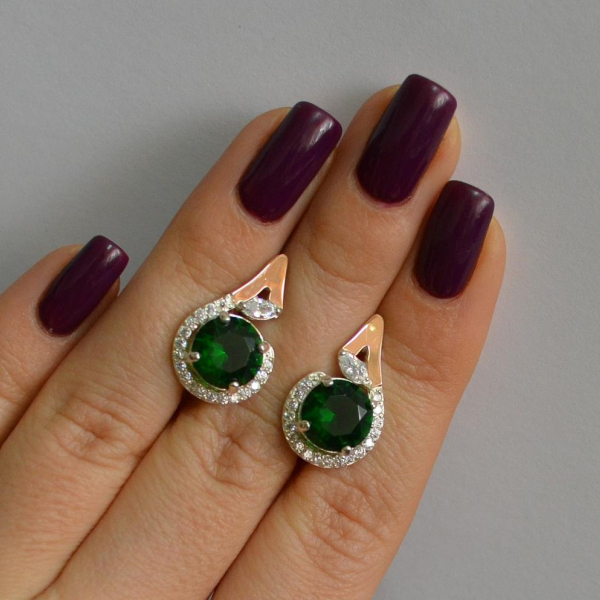 Срібні сережки з золотими вставками