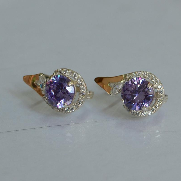 Срібні сережки з золотими вставками