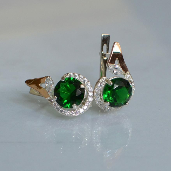 Срібні сережки з золотими вставками