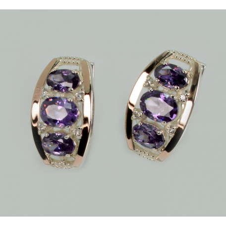 Серебряные серьги с золотыми вставками