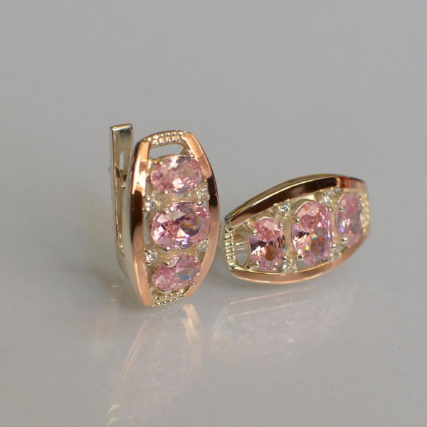 Срібні сережки з золотими вставками